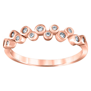 925 Sterling Silver Rose Womens Cubic Zirconia Semi-Eternity Wedding Band Ring Size 6