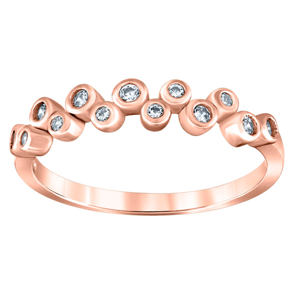 925 Sterling Silver Rose Womens Cubic Zirconia Semi-Eternity Wedding Band Ring Size 6