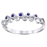 925 Sterling Silver Womens Royal Blue Cubic Zirconia Semi-Eternity Wedding Band Ring Size 7