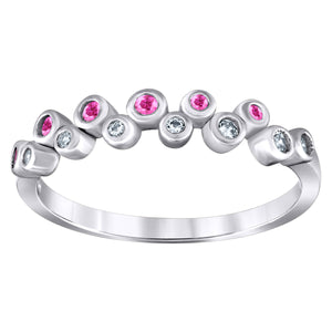 925 Sterling Silver Womens Pink Cubic Zirconia Semi-Eternity Wedding Band Ring Size 6