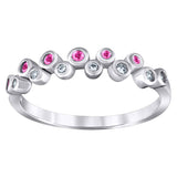 925 Sterling Silver Womens Pink Cubic Zirconia Semi-Eternity Wedding Band Ring Size 6