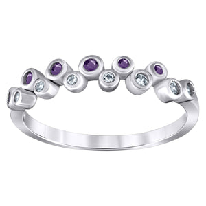 925 Sterling Silver Womens Purple Cubic Zirconia Semi-Eternity Wedding Band Ring Size 6