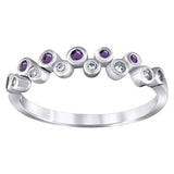 925 Sterling Silver Womens Purple Cubic Zirconia Semi-Eternity Wedding Band Ring Size 7