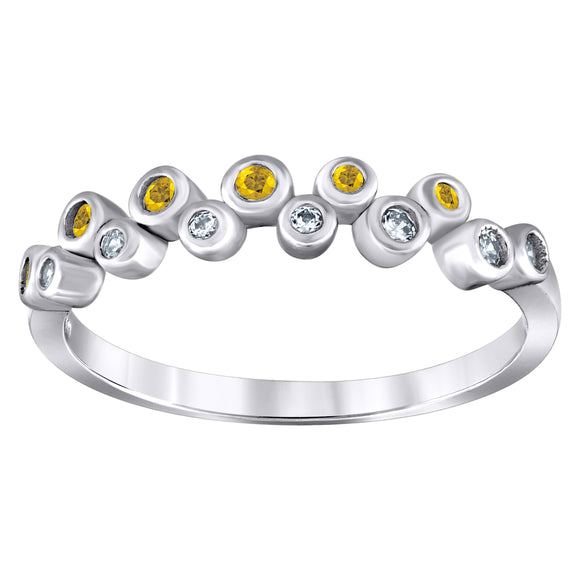 925 Sterling Silver Womens Yellow Cubic Zirconia Semi-Eternity Wedding Band Ring Size 6
