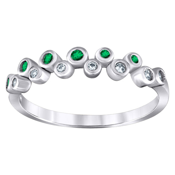 925 Sterling Silver Womens Green Cubic Zirconia Semi-Eternity Wedding Band Ring Size 6