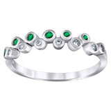 925 Sterling Silver Womens Green Cubic Zirconia Semi-Eternity Wedding Band Ring Size 7