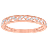 925 Sterling Silver Rose-Tone Womens Cubic Zirconia Semi Eternity Stackable Wedding Band Ring Size 7