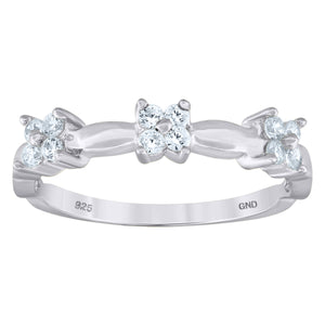 925 Sterling Silver Womens Cubic-Zirconia Flower Ring Size 6