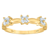 925 Sterling Silver Yellow-Tone Womens Cubic-Zirconia Flower Ring Size 6