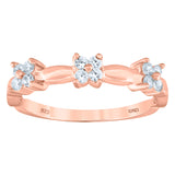 925 Sterling Silver Rose-Tone Womens Cubic-Zirconia Flower Ring Size 8