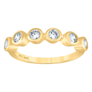 925 Sterling Silver Yellow-Tone Womens Cubic-Zirconia Ring Size 7