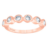 925 Sterling Silver Rose-Tone Womens Cubic-Zirconia Ring Size 6