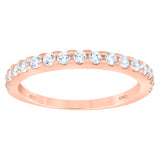 925 Sterling Silver Rose-Tone Womens Cubic-Zirconia Ring Size 8