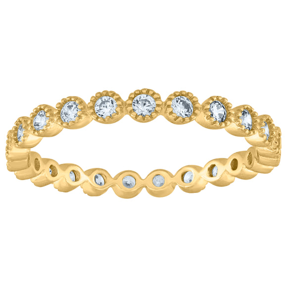 925 Sterling Silver Yellow-Tone Womens Cubic-Zirconia Ring Size 6