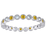 925 Sterling Silver Womens White Yellow Cubic-Zirconia Ring Size 6