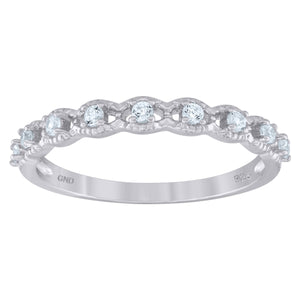 925 Sterling Silver Womens Cubic Zirconia Semi-Eternity Wedding Band Ring Size 7