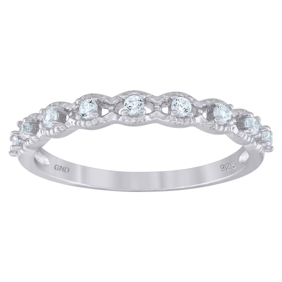 925 Sterling Silver Womens Cubic Zirconia Semi-Eternity Wedding Band Ring Size 7