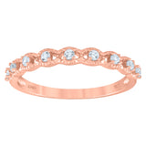 925 Sterling Silver Rose Womens Cubic Zirconia Semi-Eternity Wedding Band Ring Size 6