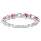 925 Sterling Silver Womens Red Cubic Zirconia Semi-Eternity Wedding Band Ring Size 6