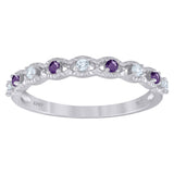 925 Sterling Silver Womens Purple Cubic Zirconia Semi-Eternity Wedding Band Ring Size 7