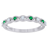 925 Sterling Silver Womens Green Cubic Zirconia Semi-Eternity Wedding Band Ring Size 6