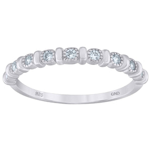 925 Sterling Silver Womens Cubic Zirconia Semi-Eternity Wedding Band Ring Size 6