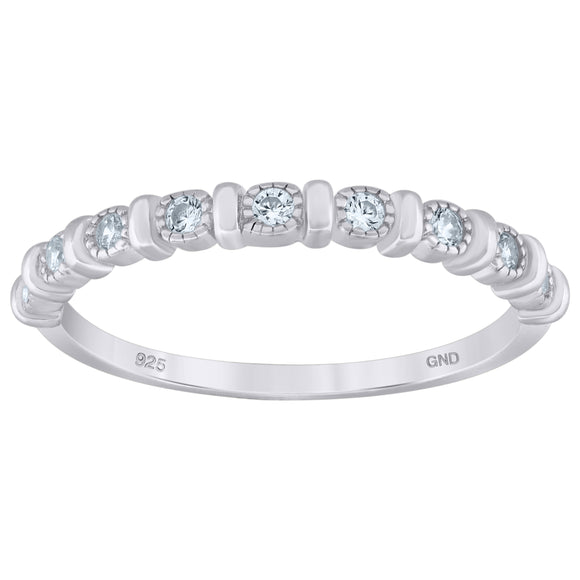 925 Sterling Silver Womens Cubic Zirconia Semi-Eternity Wedding Band Ring Size 6