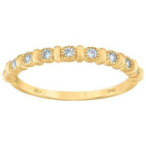 925 Sterling Silver Yellow-Tone Womens Cubic Zirconia Semi-Eternity Wedding Band Ring Size 6