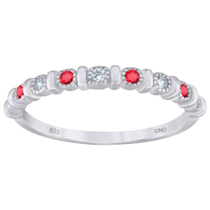 925 Sterling Silver Womens Red Cubic Zirconia Semi-Eternity Wedding Band Ring Size 6