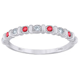 925 Sterling Silver Womens Red Cubic Zirconia Semi-Eternity Wedding Band Ring Size 8