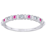 925 Sterling Silver Womens Pink Cubic Zirconia Semi-Eternity Wedding Band Ring Size 8