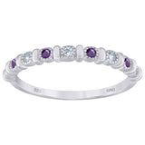 925 Sterling Silver Womens Purple Cubic Zirconia Semi-Eternity Wedding Band Ring Size 6