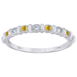 925 Sterling Silver Womens Yellow Cubic Zirconia Semi-Eternity Wedding Band Ring Size 8