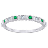 925 Sterling Silver Womens Green Cubic Zirconia Semi-Eternity Wedding Band Ring Size 6
