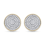 10kt Yellow Gold Mens Round Diamond 3D Disk Circle Earrings 1/3 Cttw
