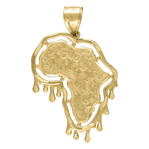 10kt Yellow Gold Mens Diamond-cut Dripping Africa Map Charm Pendant