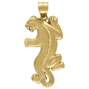 10kt Yellow Gold Mens Diamond-cut Tiger Animal Charm Pendant