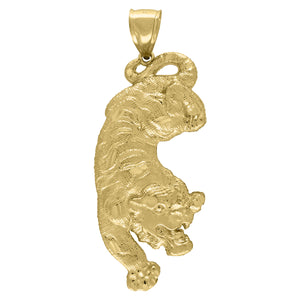 10kt Yellow Gold Mens Wildlife Animal Tiger Charm Pendant