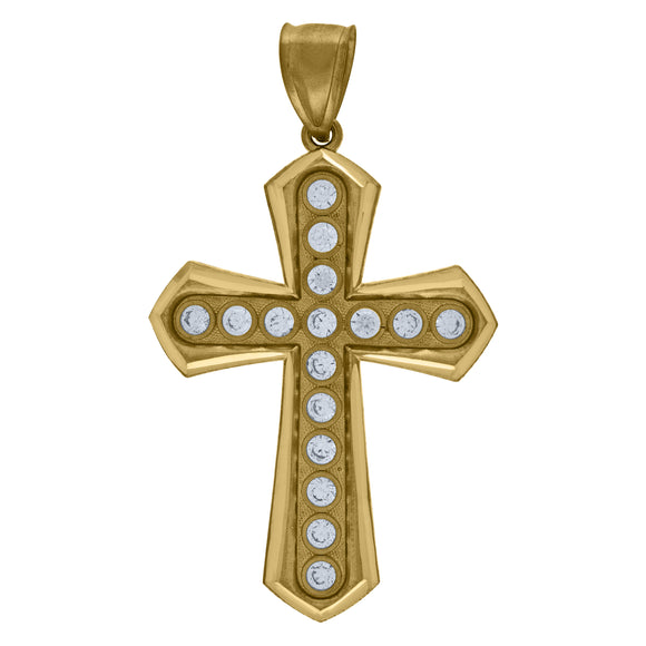 10kt Yellow Gold Mens Women Cubic Zirconia Cubic-zirconia Passion Cross Religious Charm Pendant