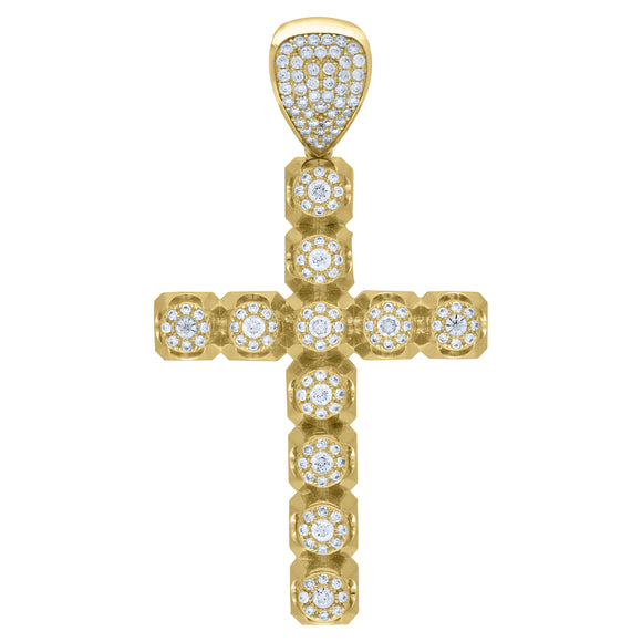 10kt Yellow Gold Mens Women Cubic Zirconia Cubic-zirconia Cross Religious Charm Pendant