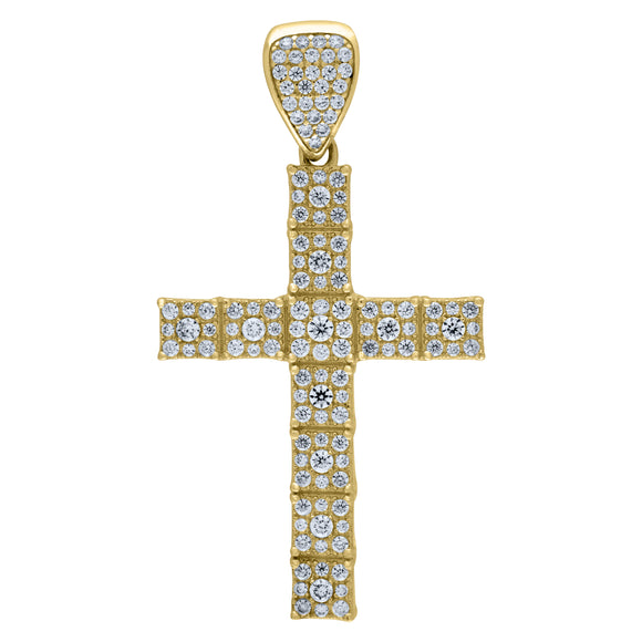 10kt Yellow Gold Mens Women Cubic Zirconia Cubic-zirconia Cross Religious Charm Pendant