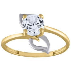 10kt Two-tone Gold Womens Round Cubic Zirconia Engagement Ring