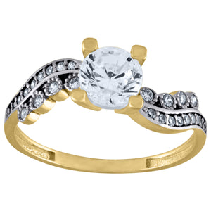 10kt Two-tone Gold Womens Round Cubic Zirconia Twisted Engagement Ring