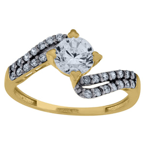 10kt Two-tone Gold Womens Round Cubic Zirconia Twisted Ring