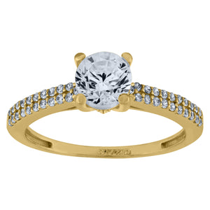 10kt Yellow Gold Womens Round Cubic Zirconia Engagement Ring