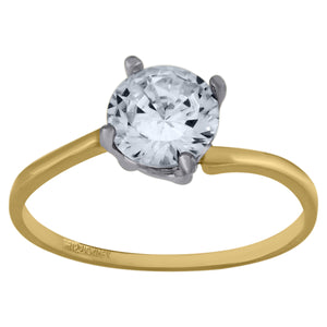 10kt Two-tone Gold Womens Round Cubic Zirconia Engagement Ring