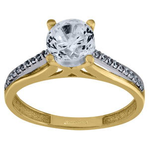 10kt Two-tone Gold Womens Round Cubic Zirconia Engagement Ring