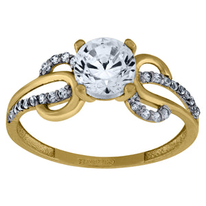 10kt Two-tone Gold Womens Round Cubic Zirconia Twisted Engagement Ring
