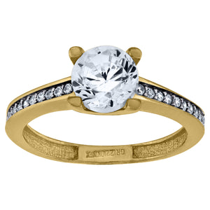 10kt Two-tone Gold Womens Round Cubic Zirconia Twisted Engagement Ring