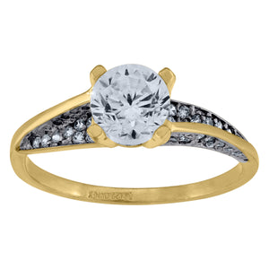 10kt Two-tone Gold Womens Round Cubic Zirconia Engagement Ring